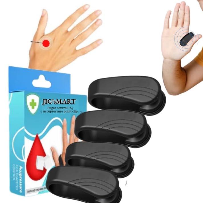 Generic Dr. VED\'s SUGAR CONTROL Acupressure Clip for Diabetics Li4 Acupressure Point Clip for Sugar Control Blood Sugar Control Clip Headache Relief Hand Clip Migraine Relief Pressure Point Clip (4Pcs)