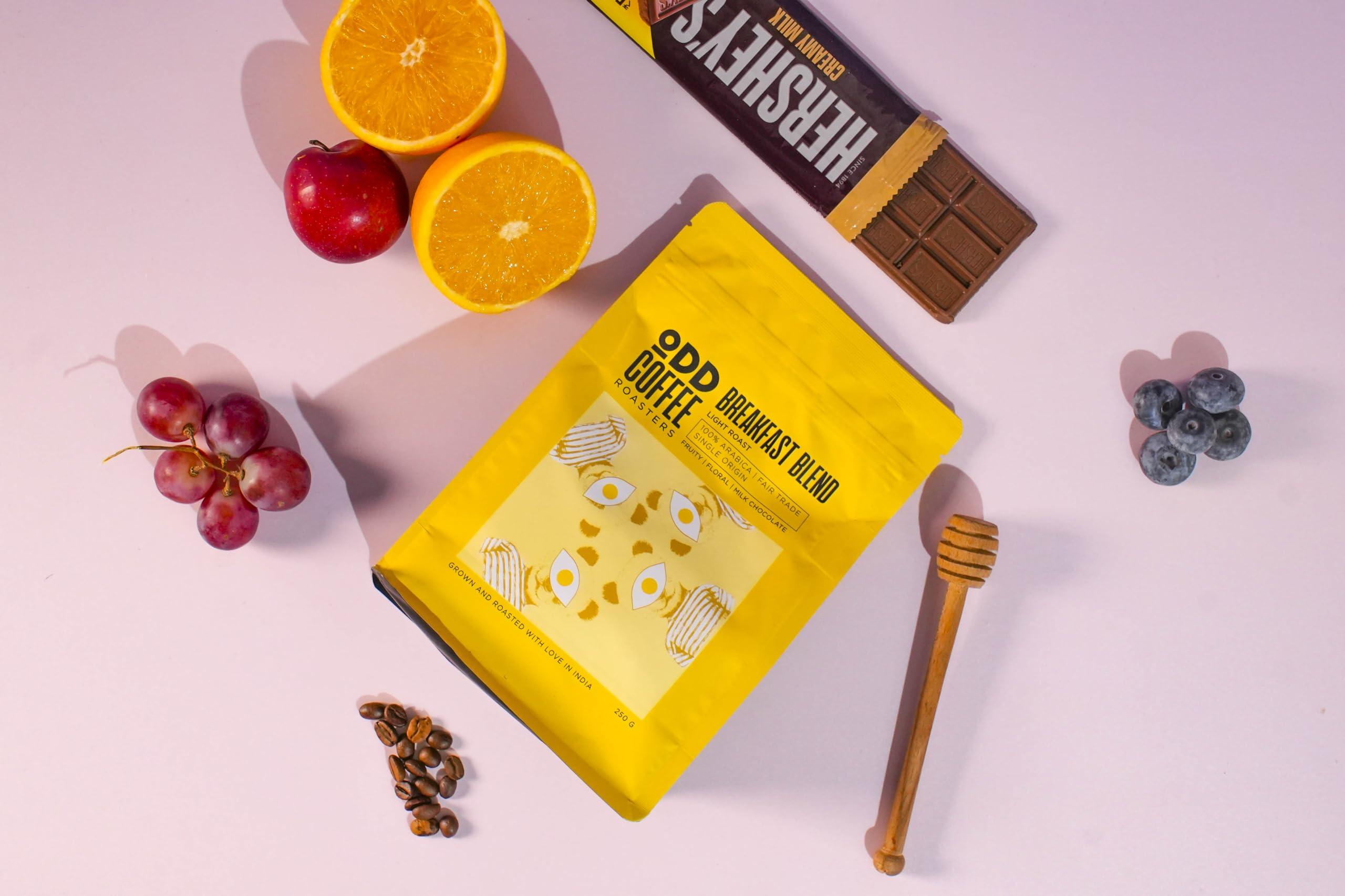 ODD COFFEE ROASTERS ODD COFFEE ROASTERS Speciality Coffee 250 Grams | Breakfast Blend - Light Roast 100% Arabica Fair Trade Single Origin Fruity Floral Milk Chocolate Whole Coffee Bean (Pack of 1) Plantation AA/AAA Beans