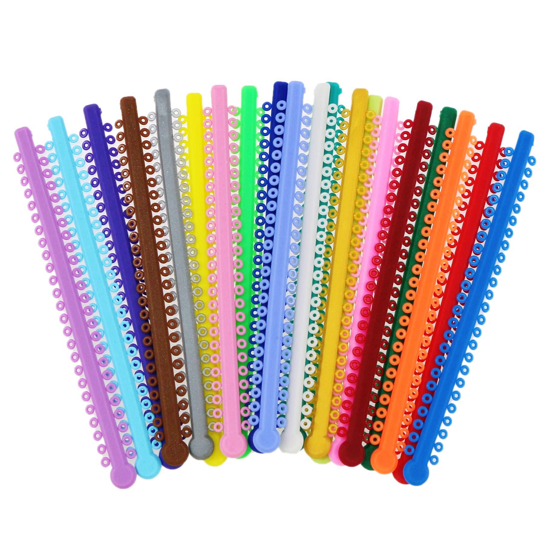 JZQ Assorted Dental Ligature Elastic Rubber Ties Orthodontic Bands for Braces Brackets (MIXED COLOR)