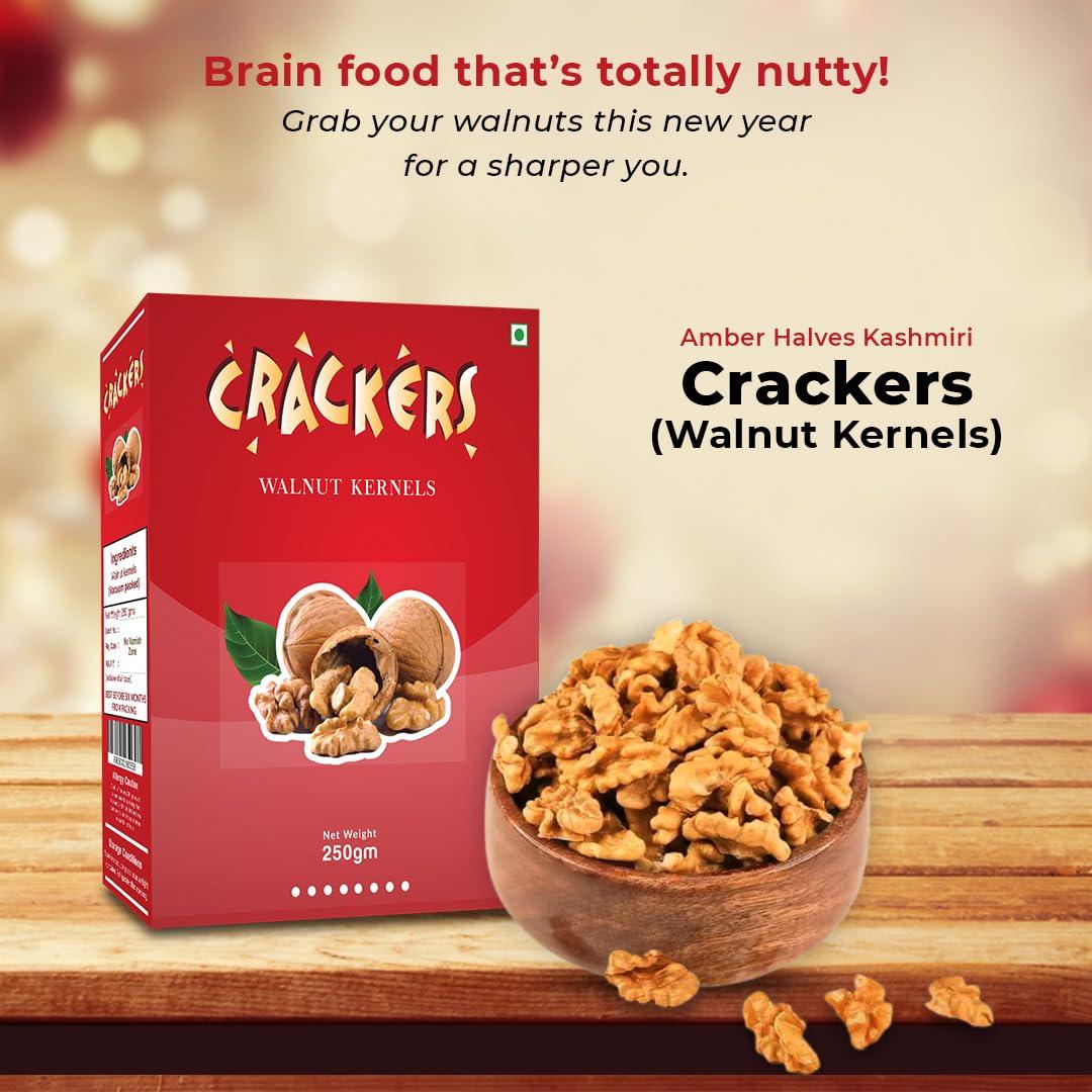 GO Go Crackers Kashmiri Brown Walnuts Kernels Without Shell -Pack of 2 x250 g