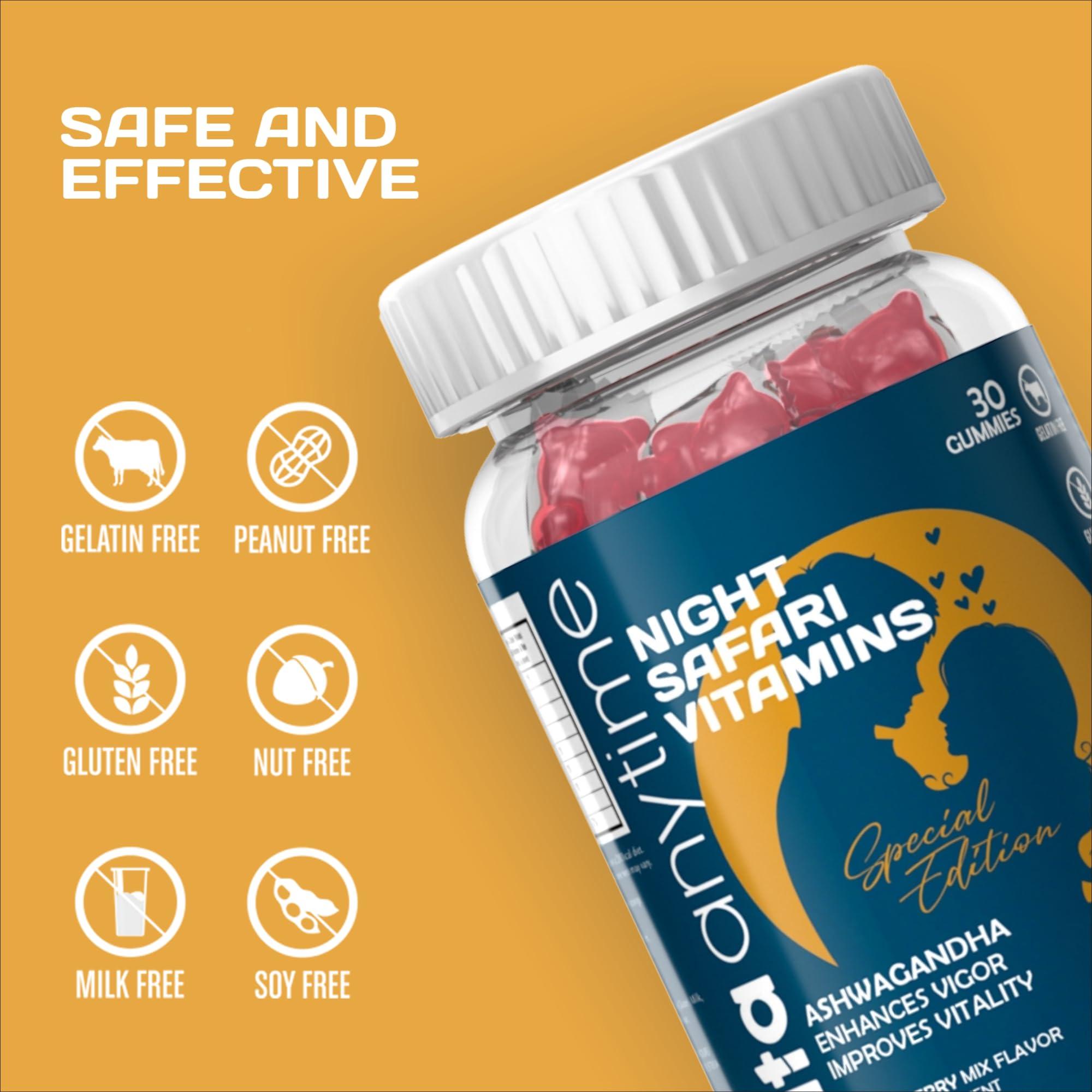 VITA ANYTIME Vita Anytime Ashwagandha Gummies For Men & Women | Relieves Stress & Anxiety | Promotes Mind & Body Relaxation| Strawberry Flavoured | 30 Gummies