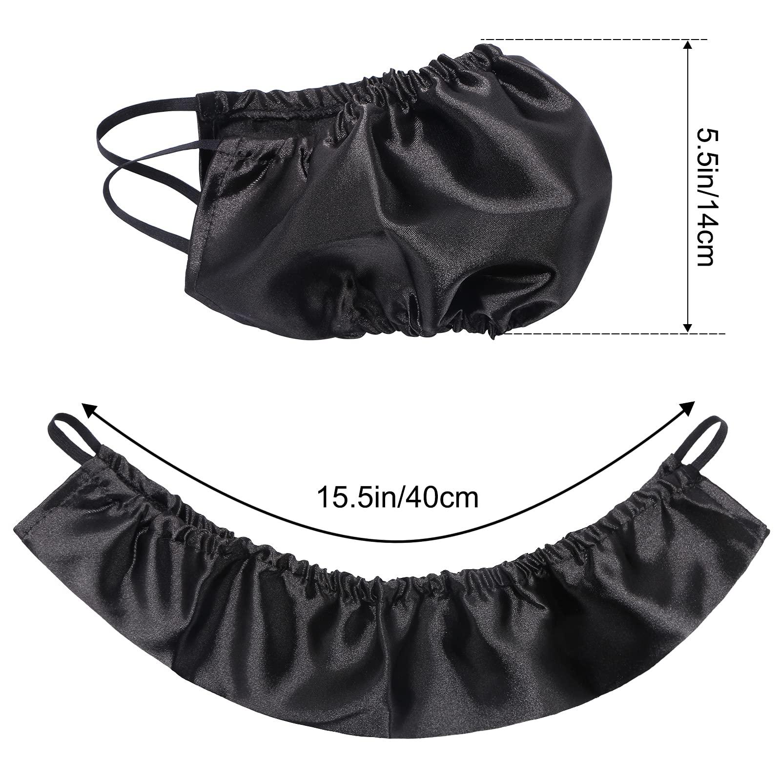 MIKIMIQI MIKIMIQI Beard Bandana, 2 Pack Men Beard Bib Black Beard Covers Soft Comfortable and Silky Satin Facial Hair Apron Guard Bonnet Rag Man Bedtime Bib Beard Cap Ear Beard Bandana