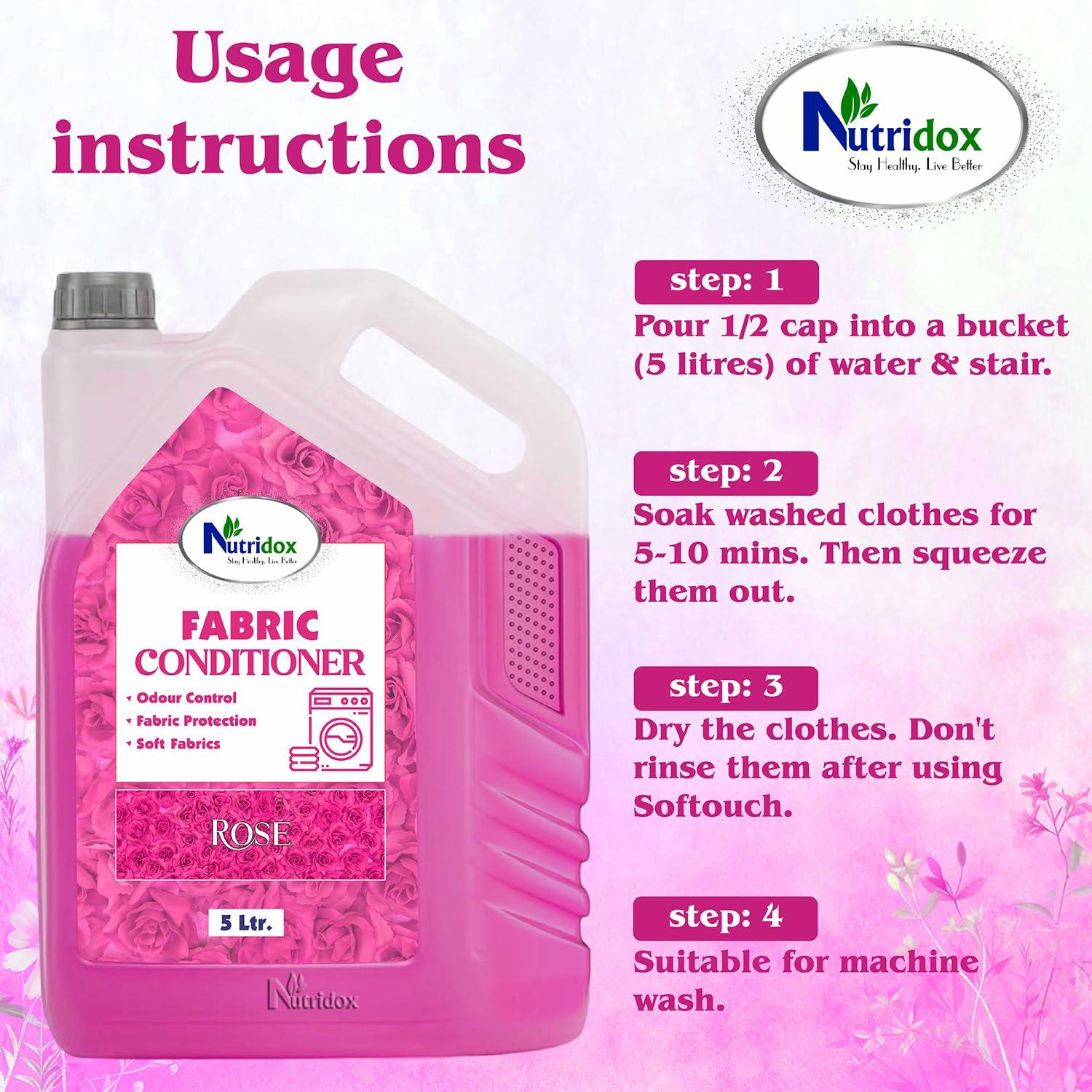 NUTRIDOX Nutridox Fresh Fabric Conditioner 5 L - Refill | After Wash Liquid Fabric Softener | Softness, Shine & Long Lasting Freshness (Offer Pack)
