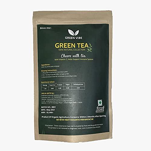 Green Vibe Green Vibe® lemon ginger premium natural dip green tea- lemon peel and ginger antioxidant stress relieving & refreshing immunity boosting - 30 pyramid tea bags [30 cups