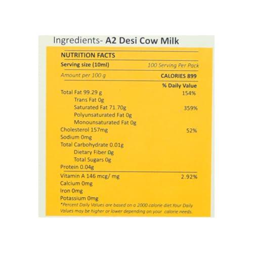 Farm2Mamma Farm2Mamma Vedic A2 Desi Cow Bilona Ghee,500ML, Curd Churned, Authentic Ghee, Pure Natural & Healthy, A2 Certified, Grass Fed Cultured Ghee, Glass Matka Jar