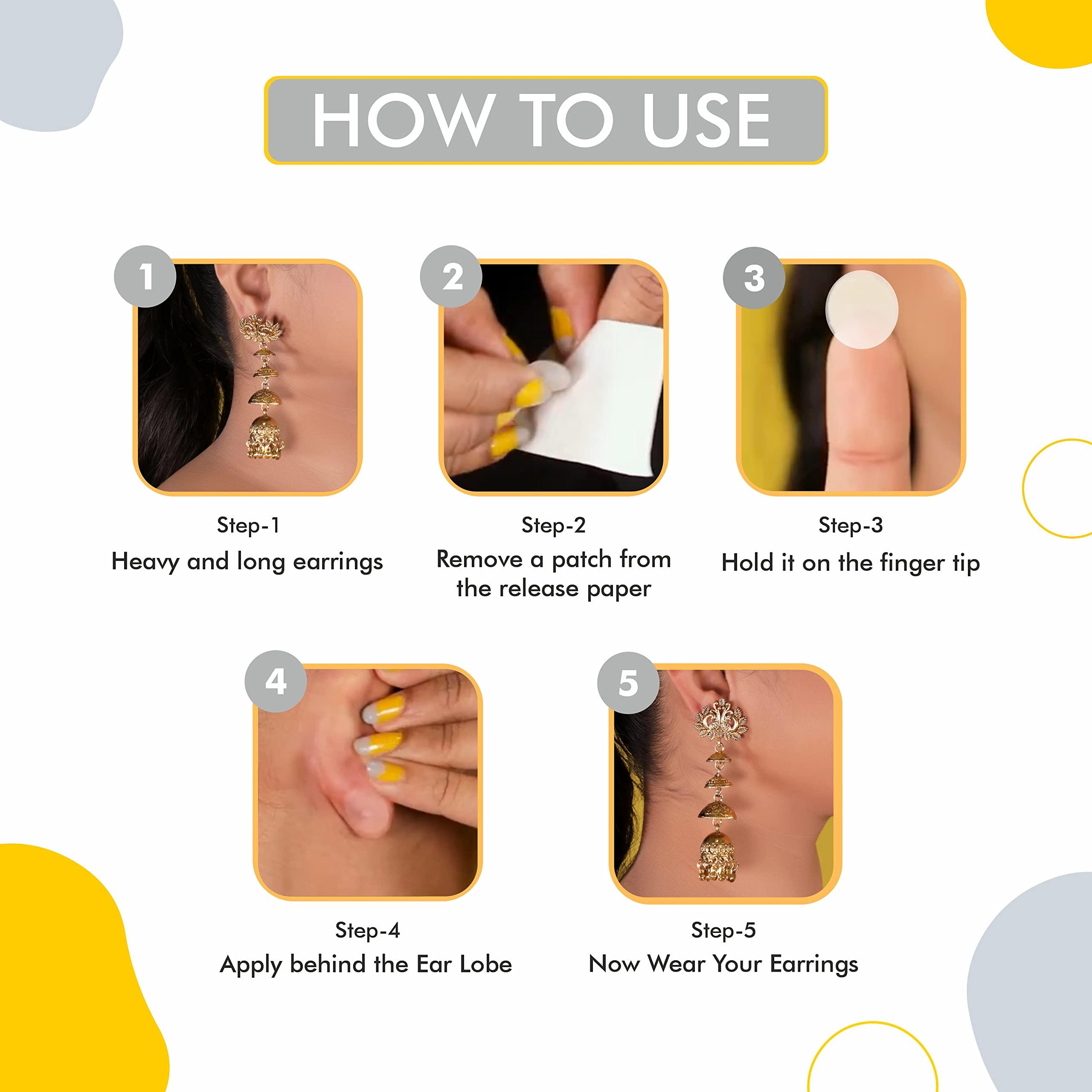 SLICKFIX SlickFix Trial Pack Combo - Fashion Dressing Tape & Ear Lobe Support Patches (36 pcs each) | Double sided body tape for women | Ear lobe protector and Fashion tape for dresses.