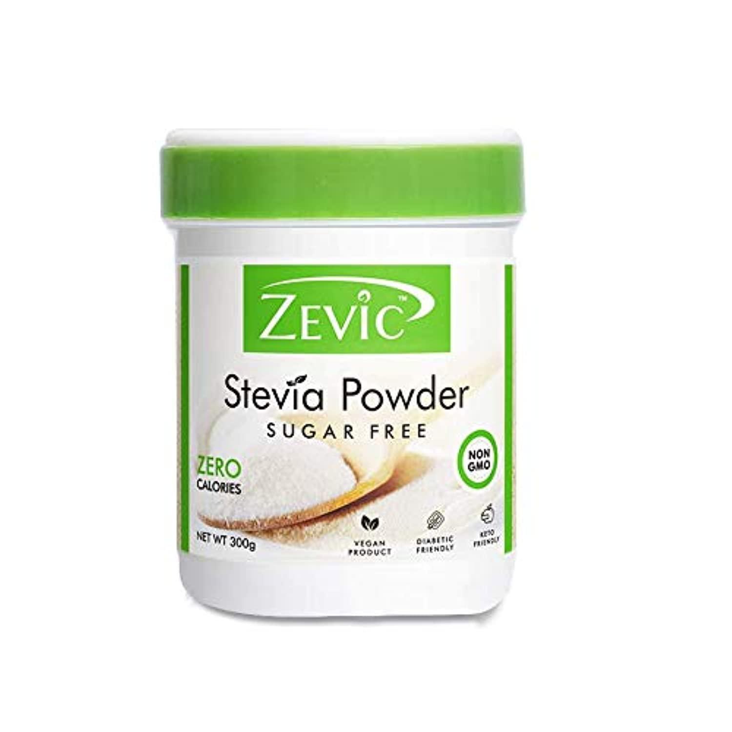 ZEVIC Zevic 100% Sugar Free Natural Stevia Powder | Zero Calories | Vegan | Keto & Diabetic Friendly - 300g