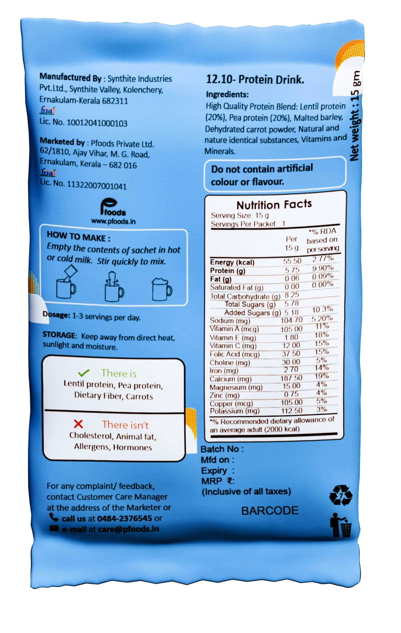 PLOTEIN PLOTEIN-Daily Plant Based Protein Powder |100% Plant Based| Vegan Plant Protein | Cocoa Flavor | Pea and Lentil Protein I 30 Sachets,15grams each | Soy Free | Dairy Free