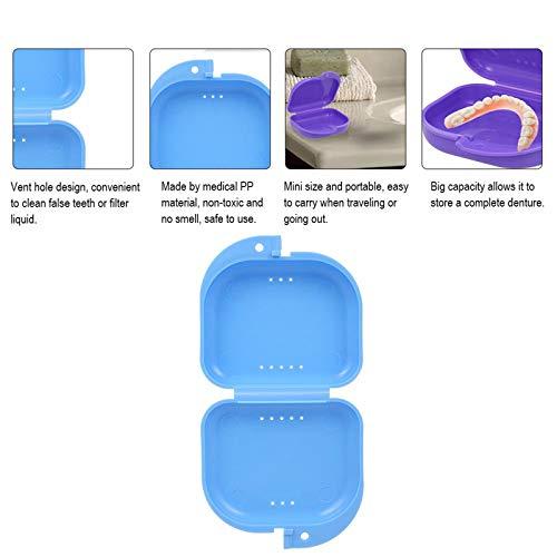 Qnotici Denture Box Denture Case Dental False Teeth Cleaning Box Denture Bath Container Retainer Denture Holder