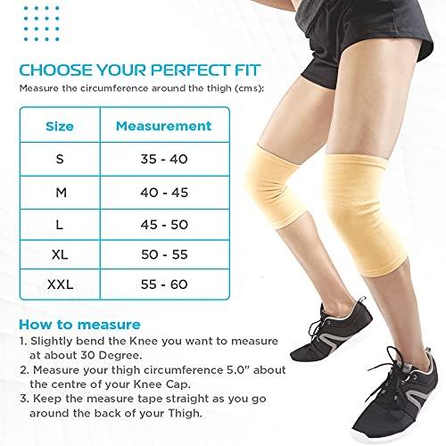 Vissco Vissco Tubular Elastic Knee Cap, Knee Support to provide Knee Pain Relief, Knee Cap For Sports, Football, Cricket, Walking And Workout (IN PAIR) - Small (Beige)