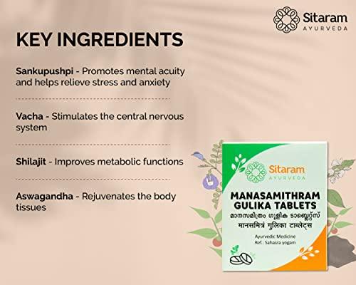 SITARAM Sitaram Ayurveda Manasamitram Gulika Tablet (60 NOS) | Kerala Ayurvedic Manasamitra Vatakam | Manasamitravatakam
