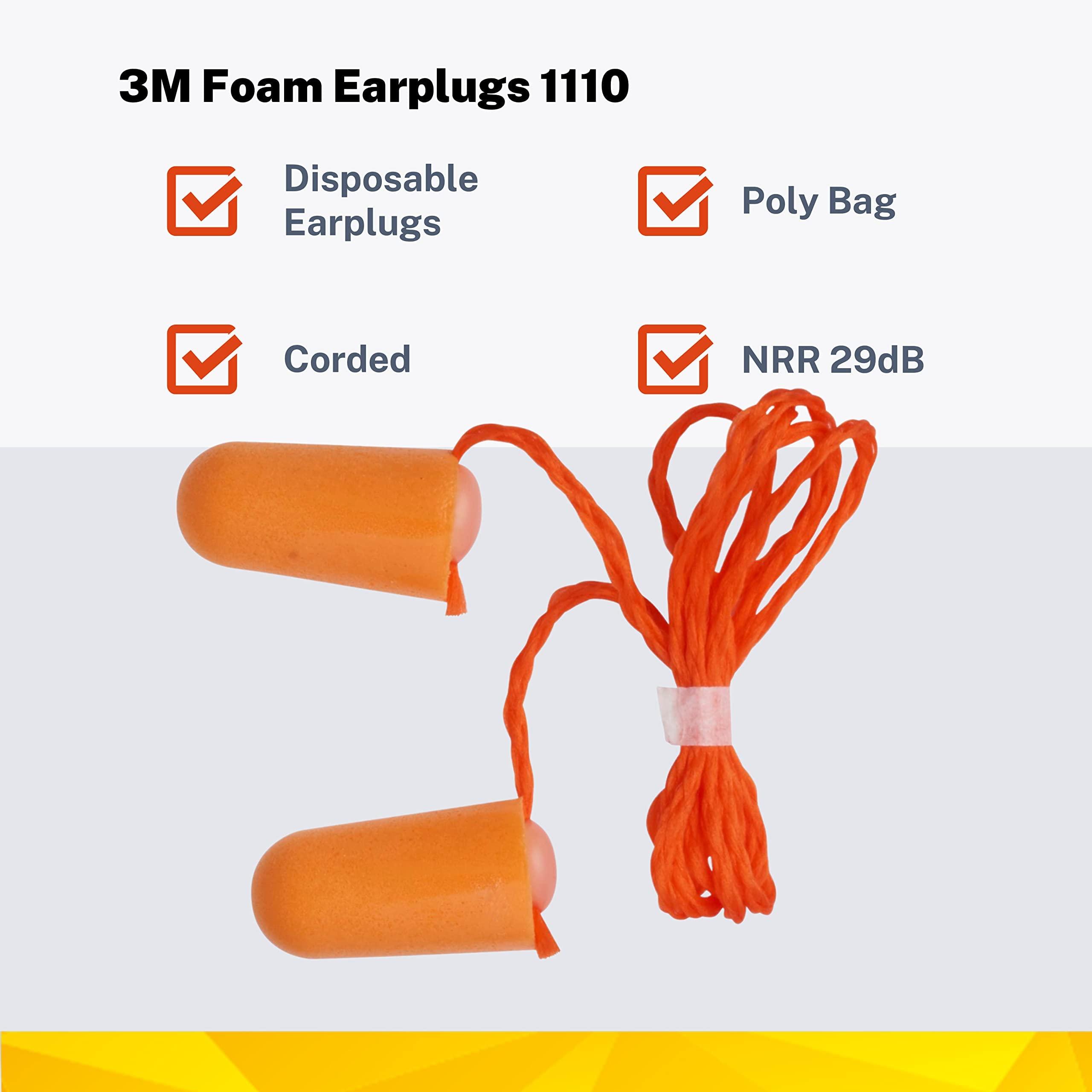 3M 3M Corded Foam Disposable Ear Plugs, Pack of 15