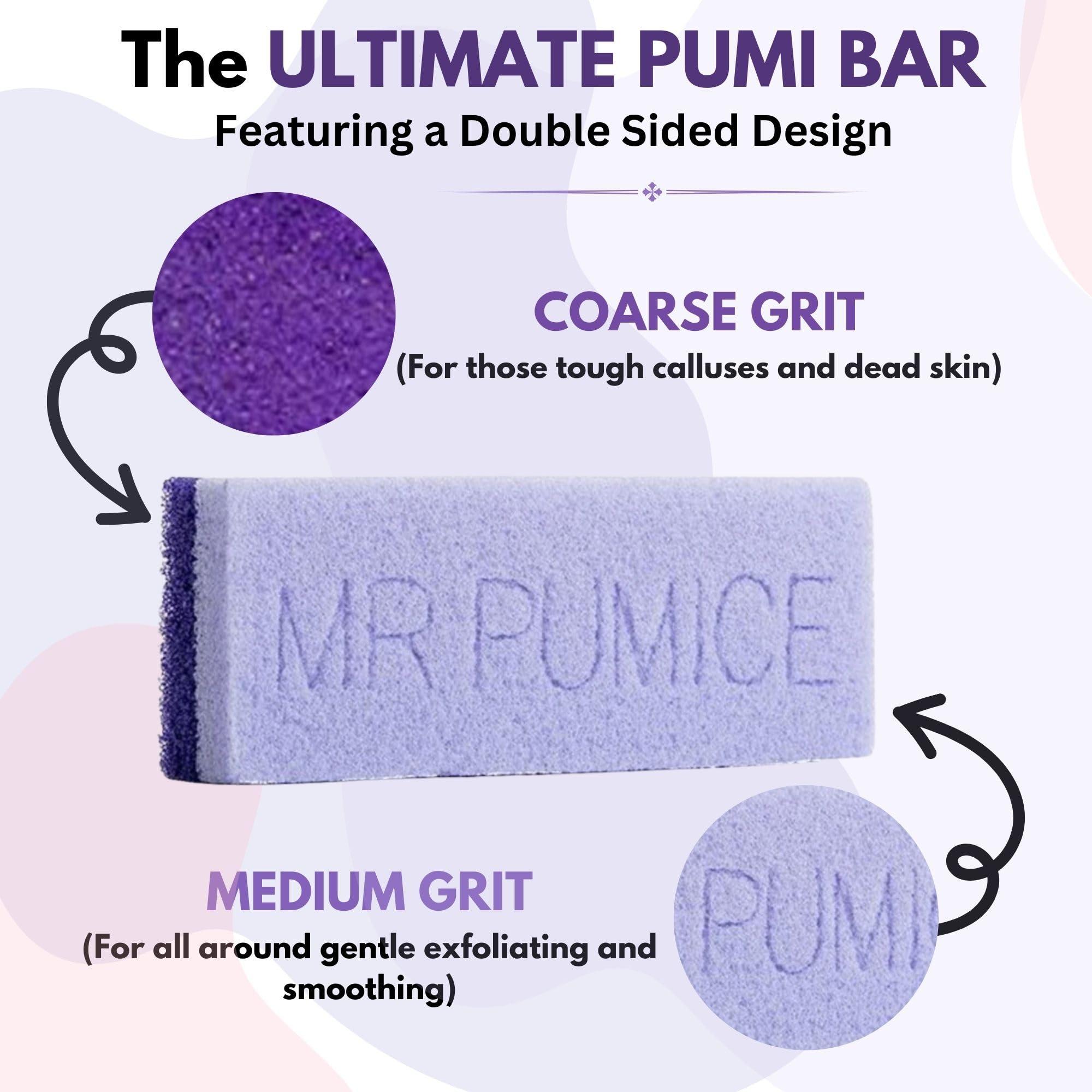 Mr. Pumice Mr. Pumice Ultimate Pumi Bar (4 Pack): 2-in-1 Callus Remover, Pedicure Stone & Ped File Scrubber for Smooth Feet and Heels, Dual-Grit (Medium + Coarse)