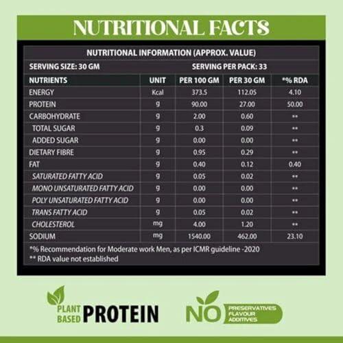 TREOWNUT TREOWNUT Soya Protein Isolate - Unflavoured Vegan Protein Supplement Powder with 27g Protein Per Serving - Perfect Plant-Based Protein Source for Vegans Fitness Enthusiasts