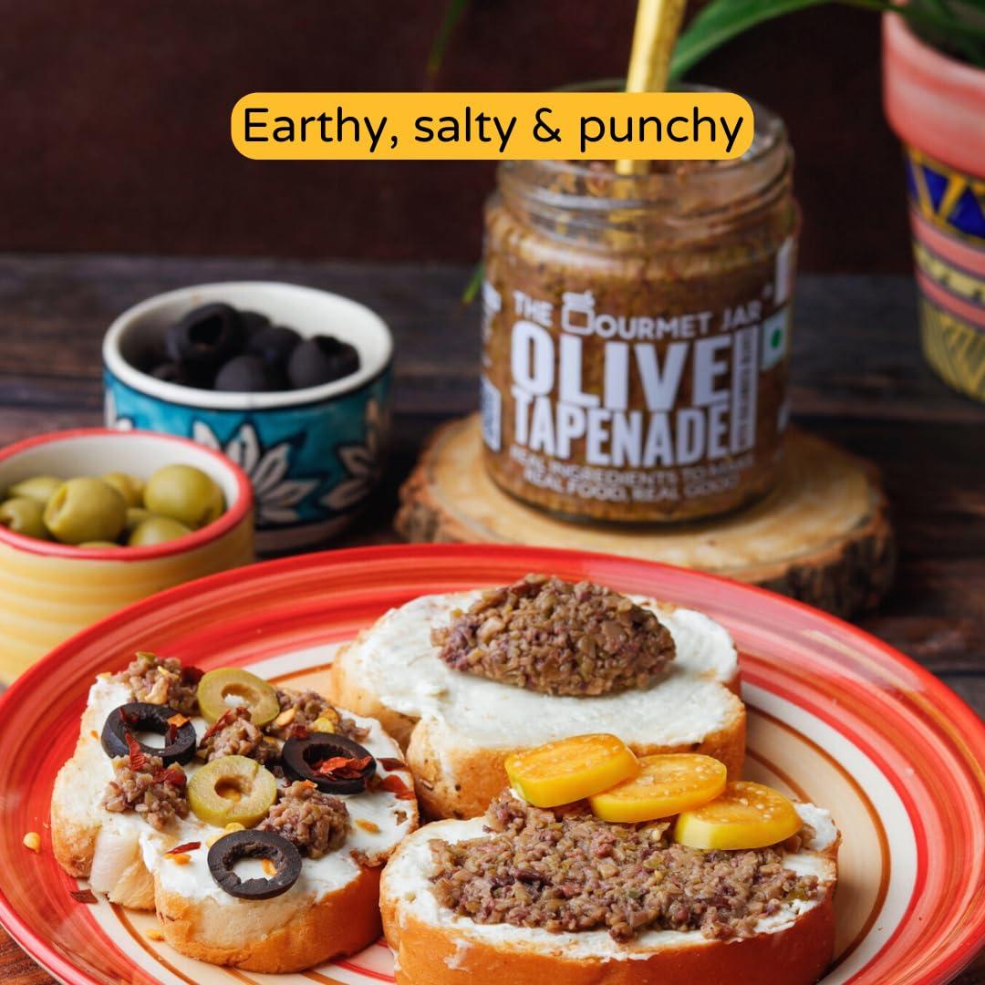 The Gourmet Jar The Gourmet Jar Olive Tapenade for Sandwich and Pasta - Nutty Dip with Kalamata Olives - Gluten Free - Nut Free Spreads - 180 Gm, Pack of 1
