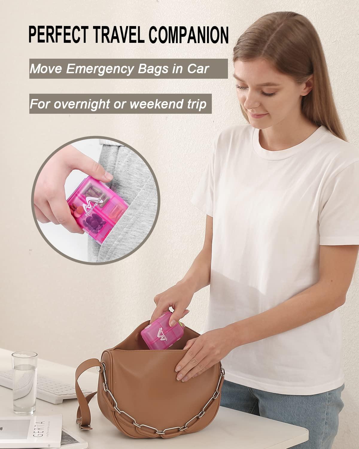 M MUCHENGBAO 4 Pack Pill Case Portable Small Weekly Travel Pill Organizer Portable Pocket Pill Box Dispenser for Purse Vitamin Fish Oil Compartments Container Medicine Box by Muchengbao