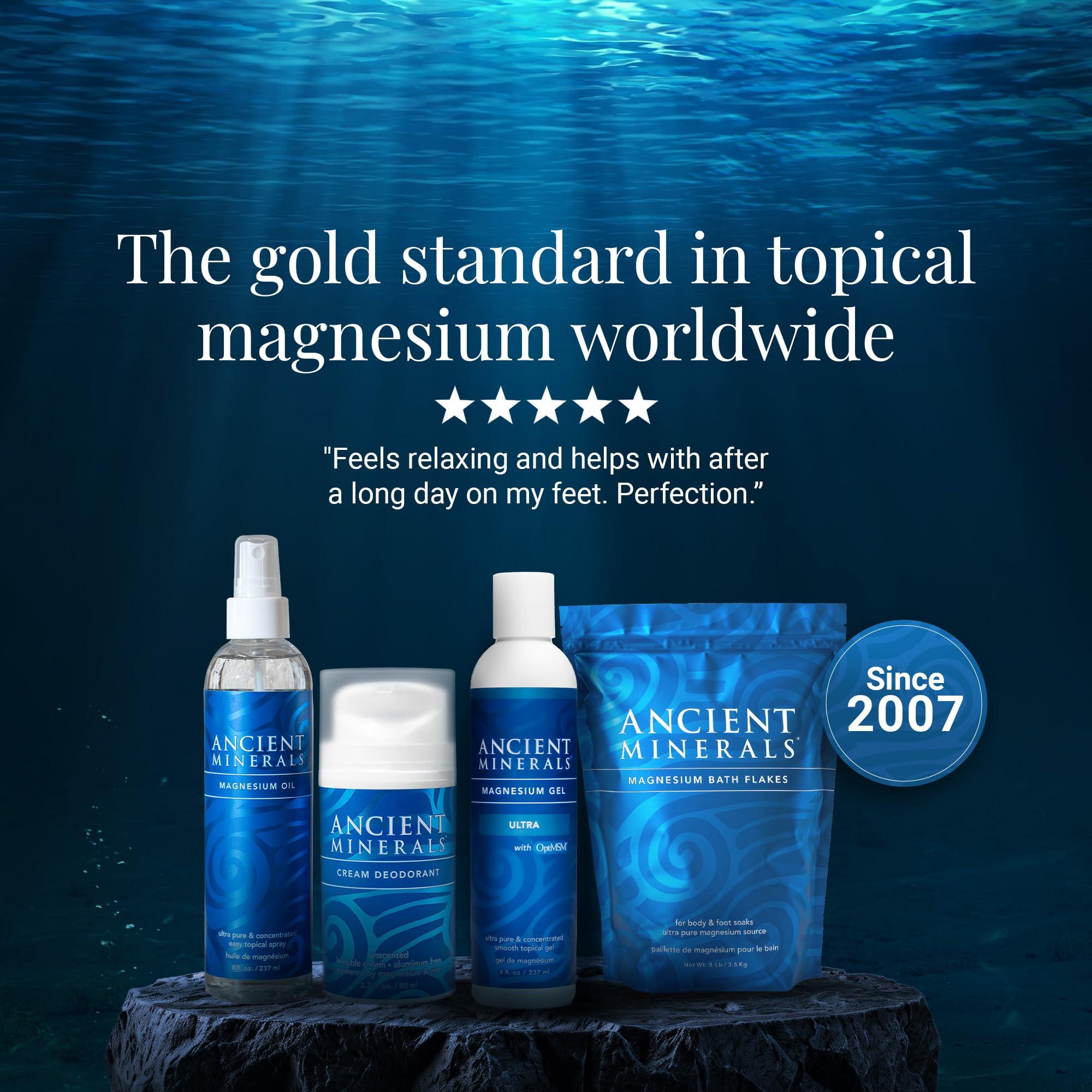 Ancient Minerals Ancient Minerals Magnesium Oil Spray 4 oz. -Pure Genuine Zechstein Magnesium Chloride Supplement - Best Topical Skin Application for Dermal Absorption