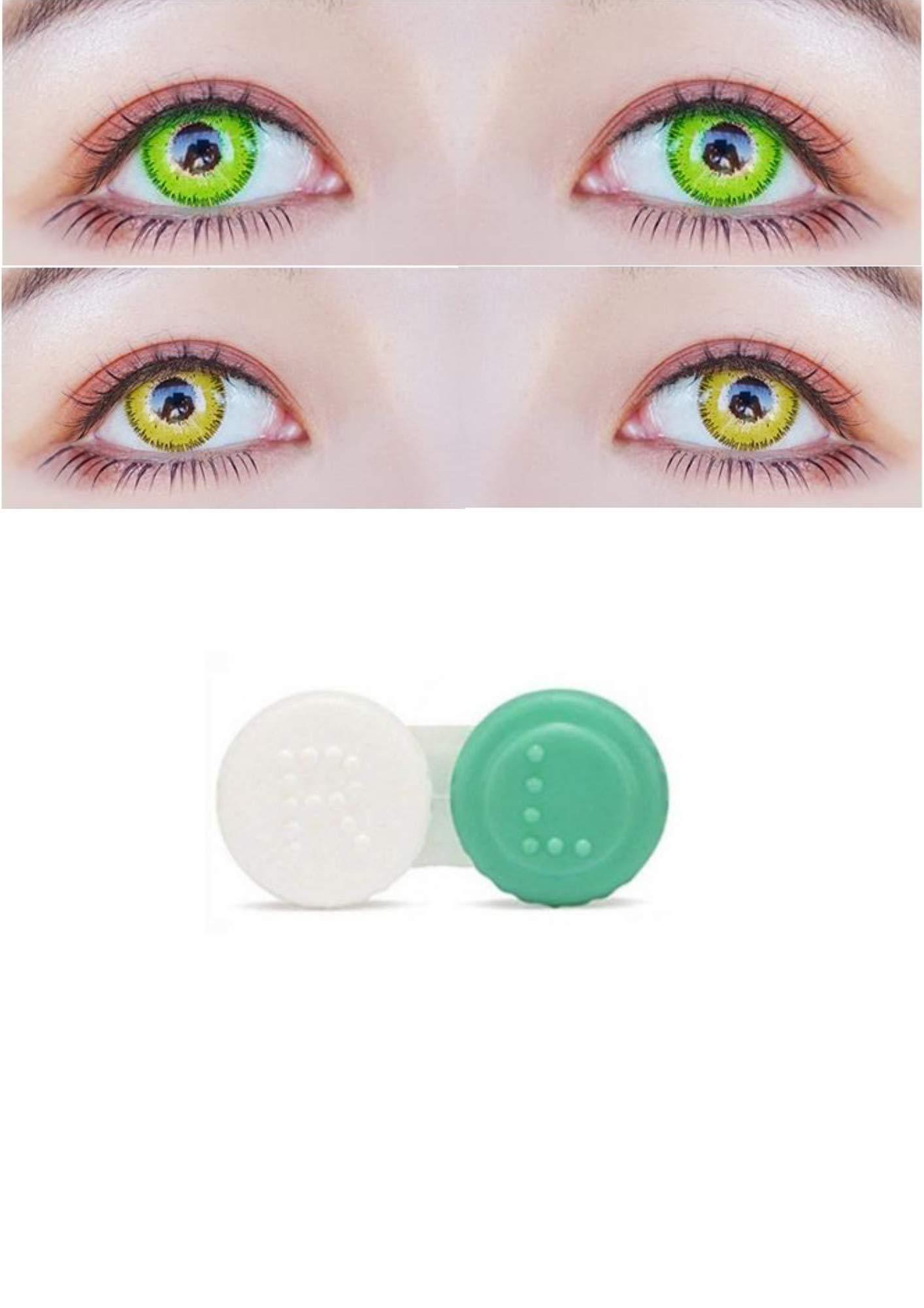 EYCOG EYCOG Green, Hazel Zero Power Color Contact Lens with 1 lens case for Men Woman