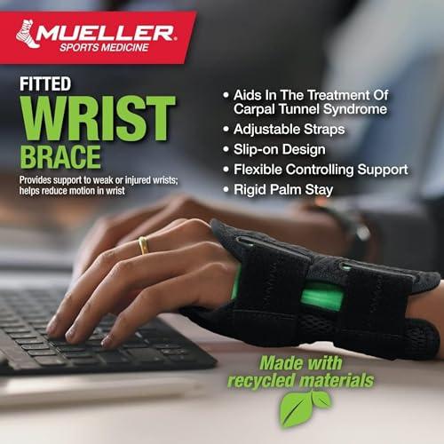 MUELLER Mueller Fitted Wrist Brace Green Line Number 86271 - Right Fitted Wrist Brace - SM/MD 5-8\"