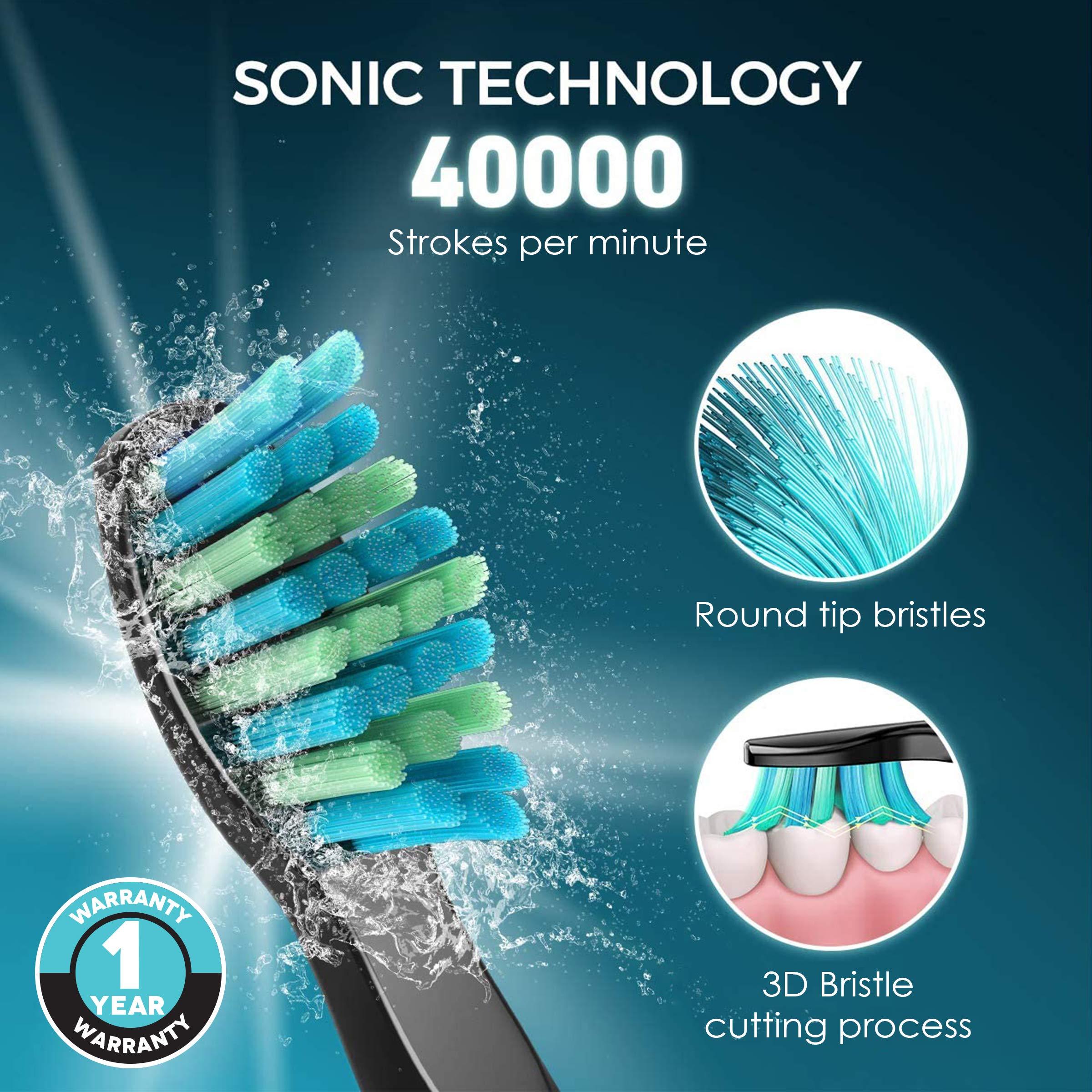 AGARO AGARO REX Sonic Electric Kids Toothbrush with 3 Brushing Modes & Rechargeable Battery(Purple) & AGARO COSMIC PLUS Sonic Electric Tooth Brush For Adults With 5 Modes, 5 Brush Heads (Black)