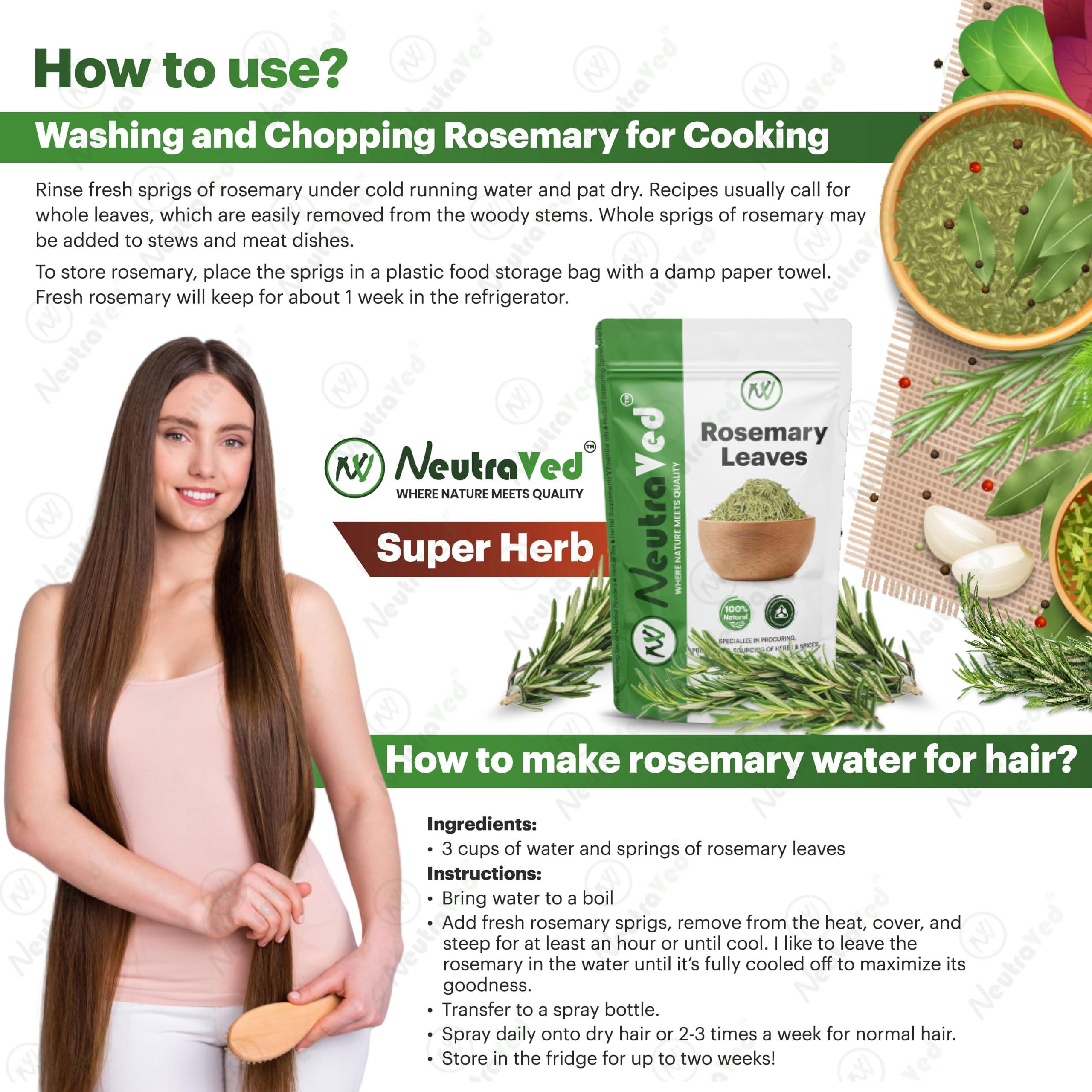 NeutraVed NeutraVed Rosemary Leaves 100g, for Hair Growth and Seasoning Food and Herbal Rosemary Tea | Packed Clean, No Dust and Stems Free in Stand-Up Zipper Pouch - 100 Gram