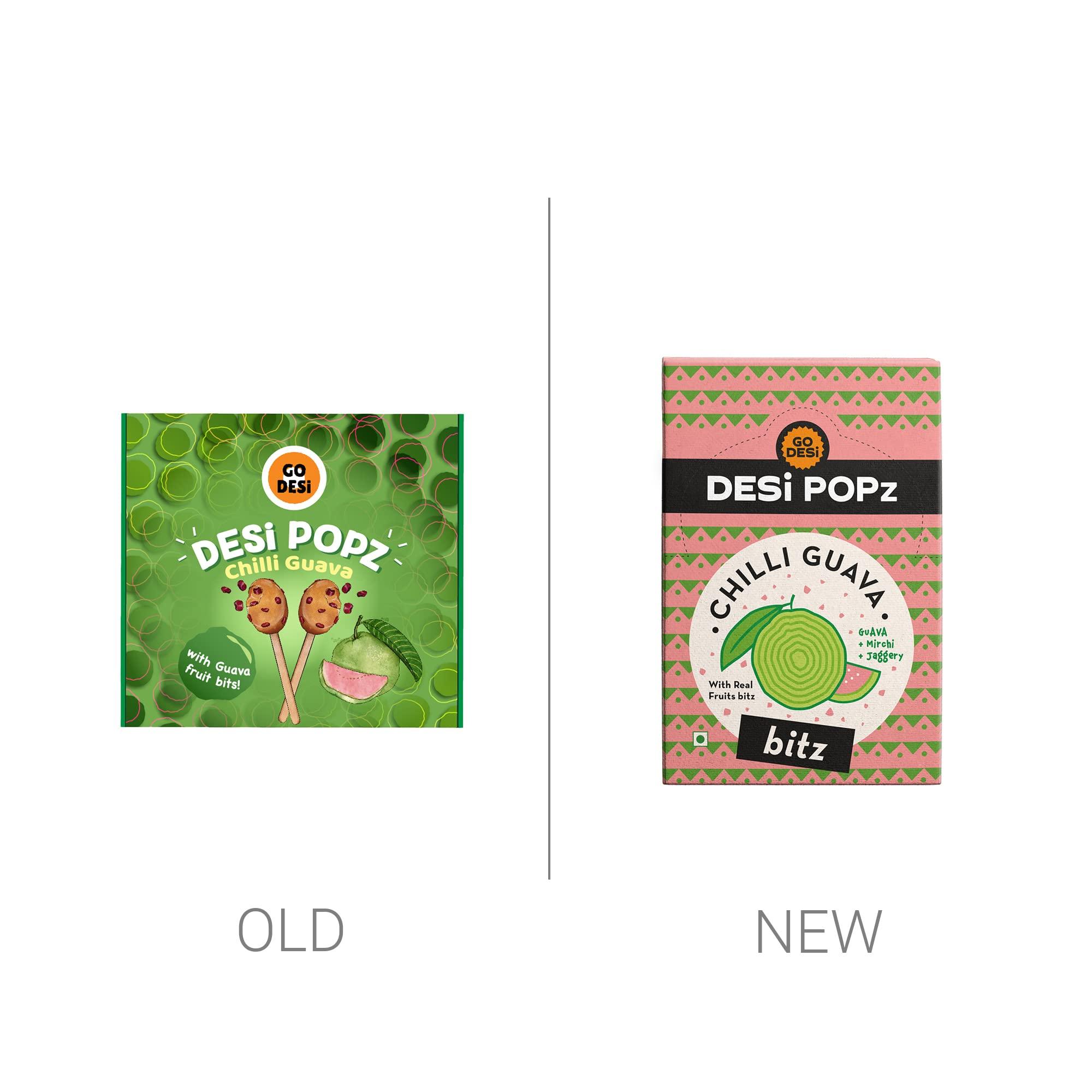 GO DESi GO DESi Imli Pop Tamarind & Jaggery Candy | 100 Pieces | Tamarind & Jaggery Candy | Imli Candy | Lollipop | Digestive Candy & GO DESi POPz with Bitz | Chilli Guava | 50 Pcs | Fruit Snacks, 400 gm