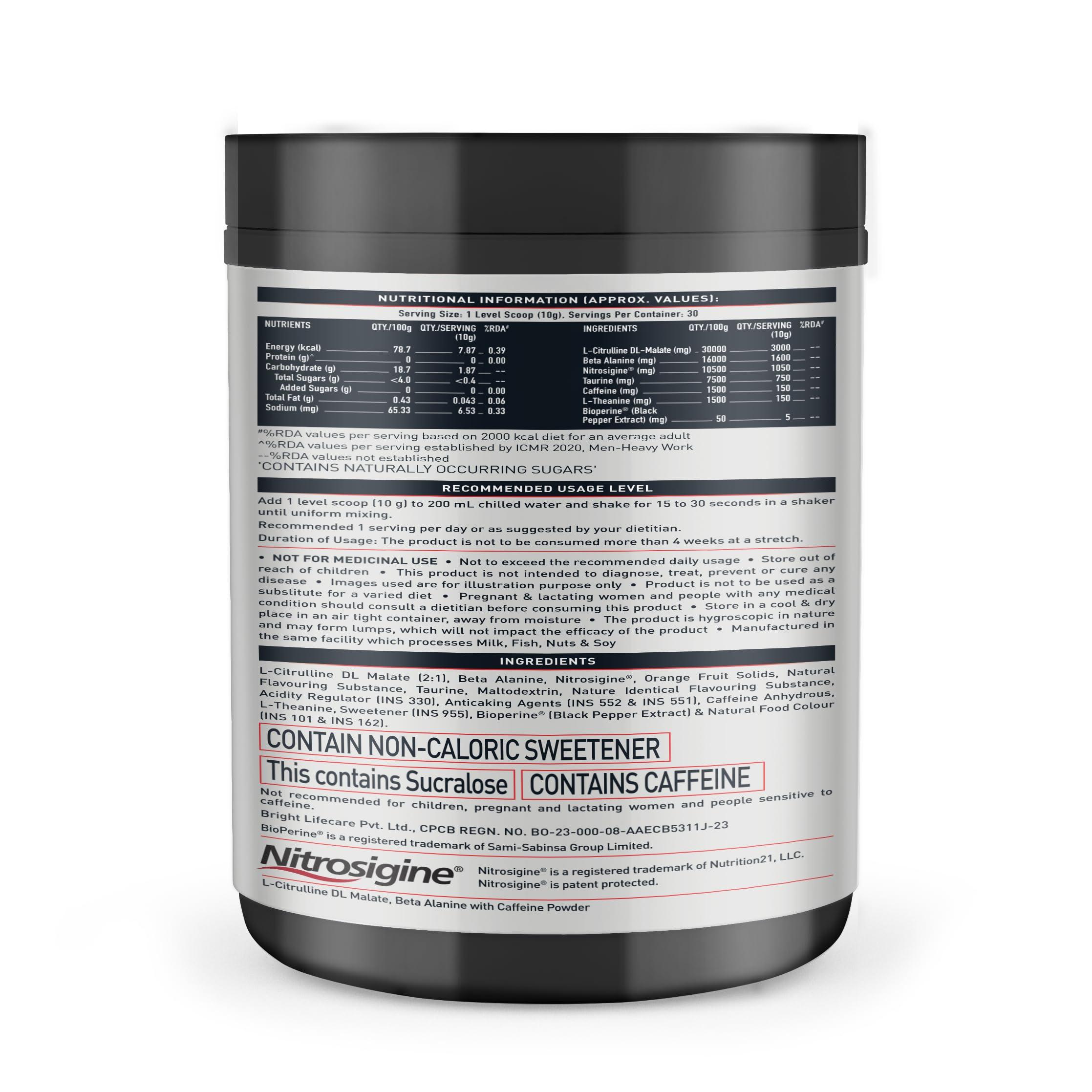 MuscleBlaze MuscleBlaze Pre Workout Wrathx Pump With Nitrosigine & L-Citrulline (Citrus Blast, 300G, Powder, 30 Servings)