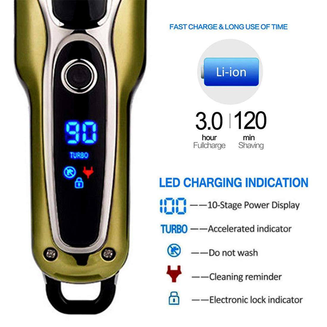 OSL OSL AC-DC Rechargeable Kemeii Cordless & Corded Waterproof Professional Hair Clipper Beard Mustache Trimmer Powerful Electric Razor for Men With LED Display Multicolor (6 Month Warranty)