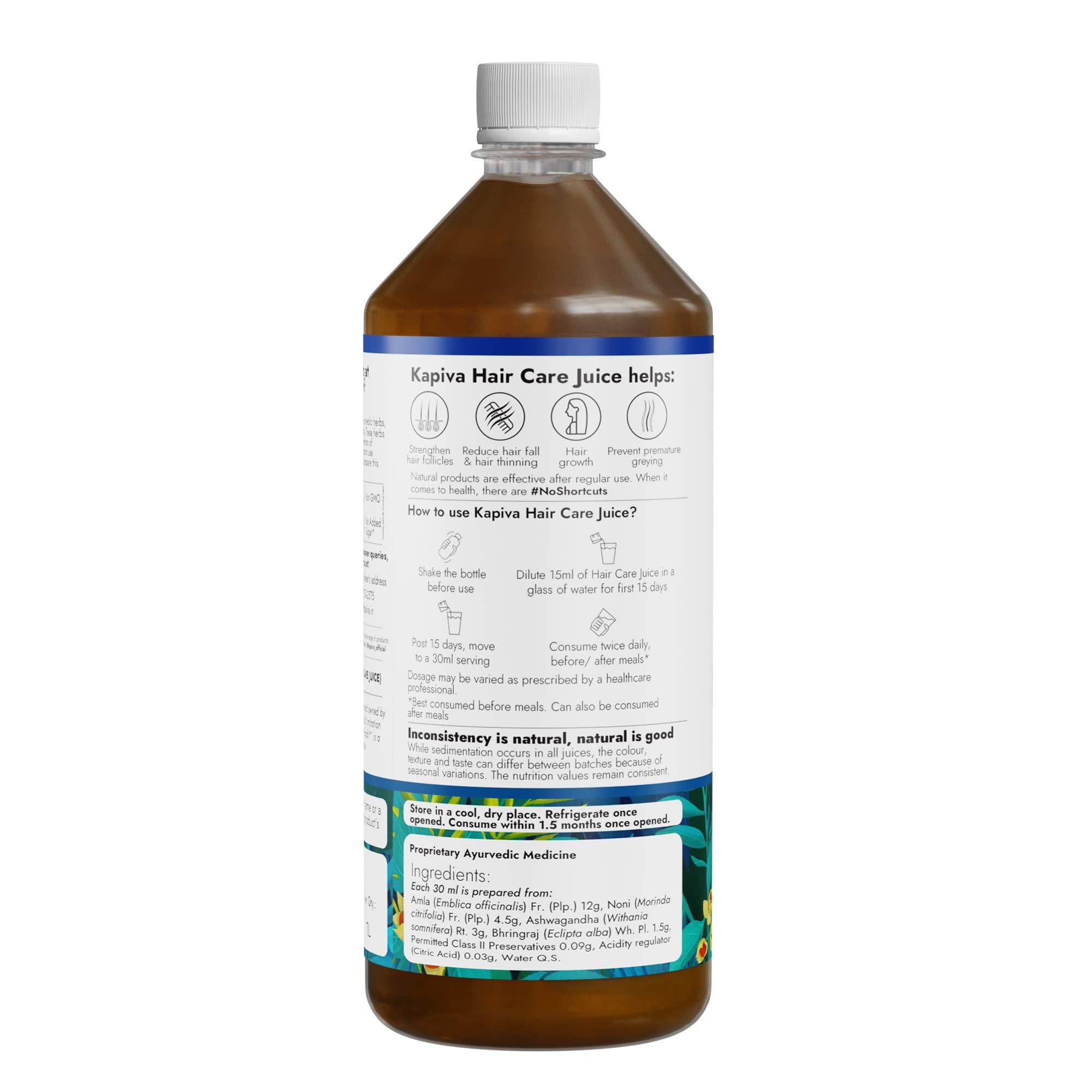 Kapiva Kapiva Hair Care Juice (2L) | For Hair Growth & Hair Fall Control | 100% Ayurvedic Hair Care with Amla, Noni, Bhringraj and Ashwagandha - Super Saver Pack of 2