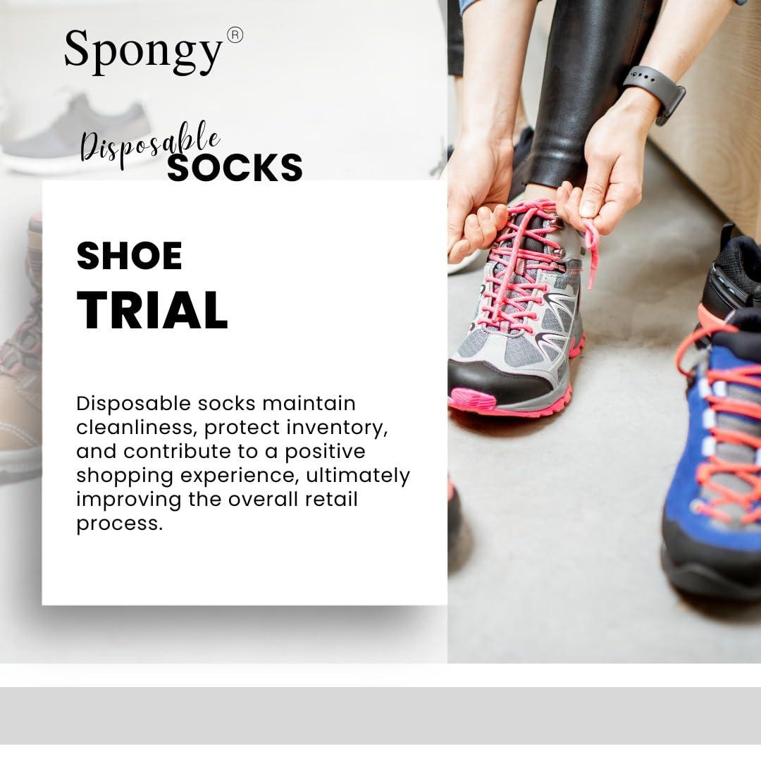 Spongy Spongy Use & Throw all purpose socks for Daily Use/Shoes Trial/Travel/Hospitals/Hotels/SPA/Airports.Free size socks for both Male & Female (75 Pairs, White)