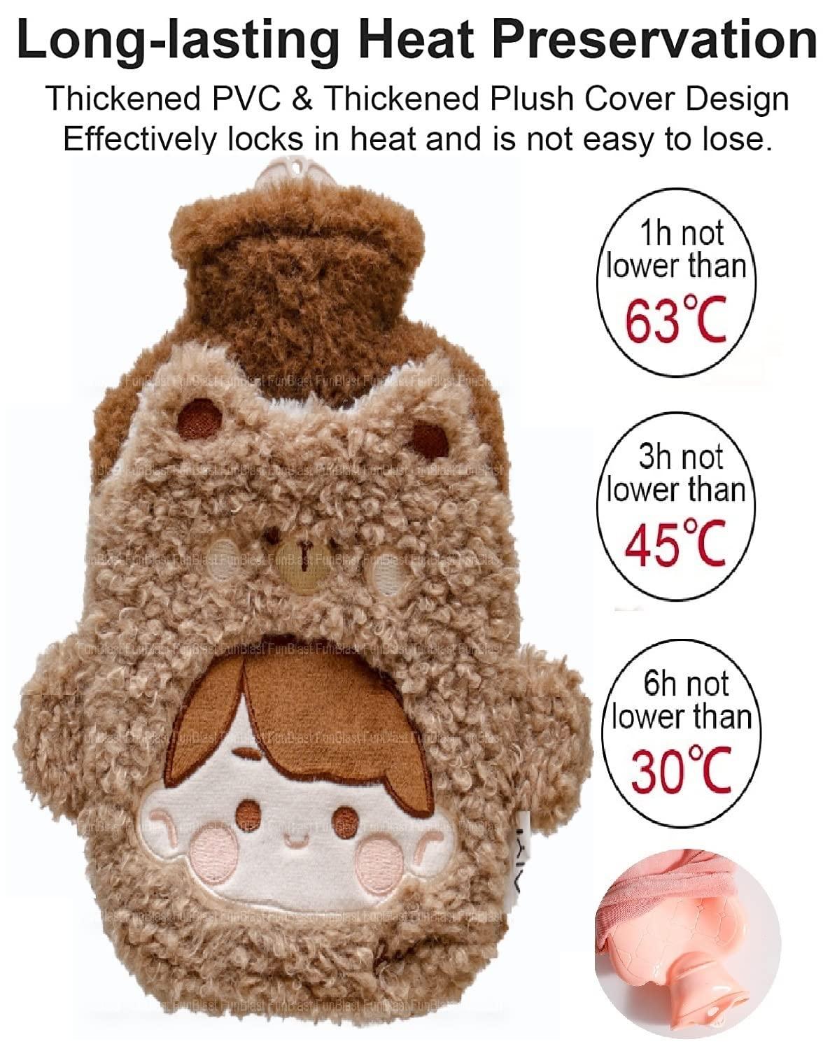 FunBlast FunBlast Hot Water Bag 1 Pcs Heating Bag with Soft Cartoon Cover for Pain Relief, Heating Pad Hot Water Bottle & Rubber Bottle for Hot Water Bag for Pain Relief 1000 ML (Random Color)