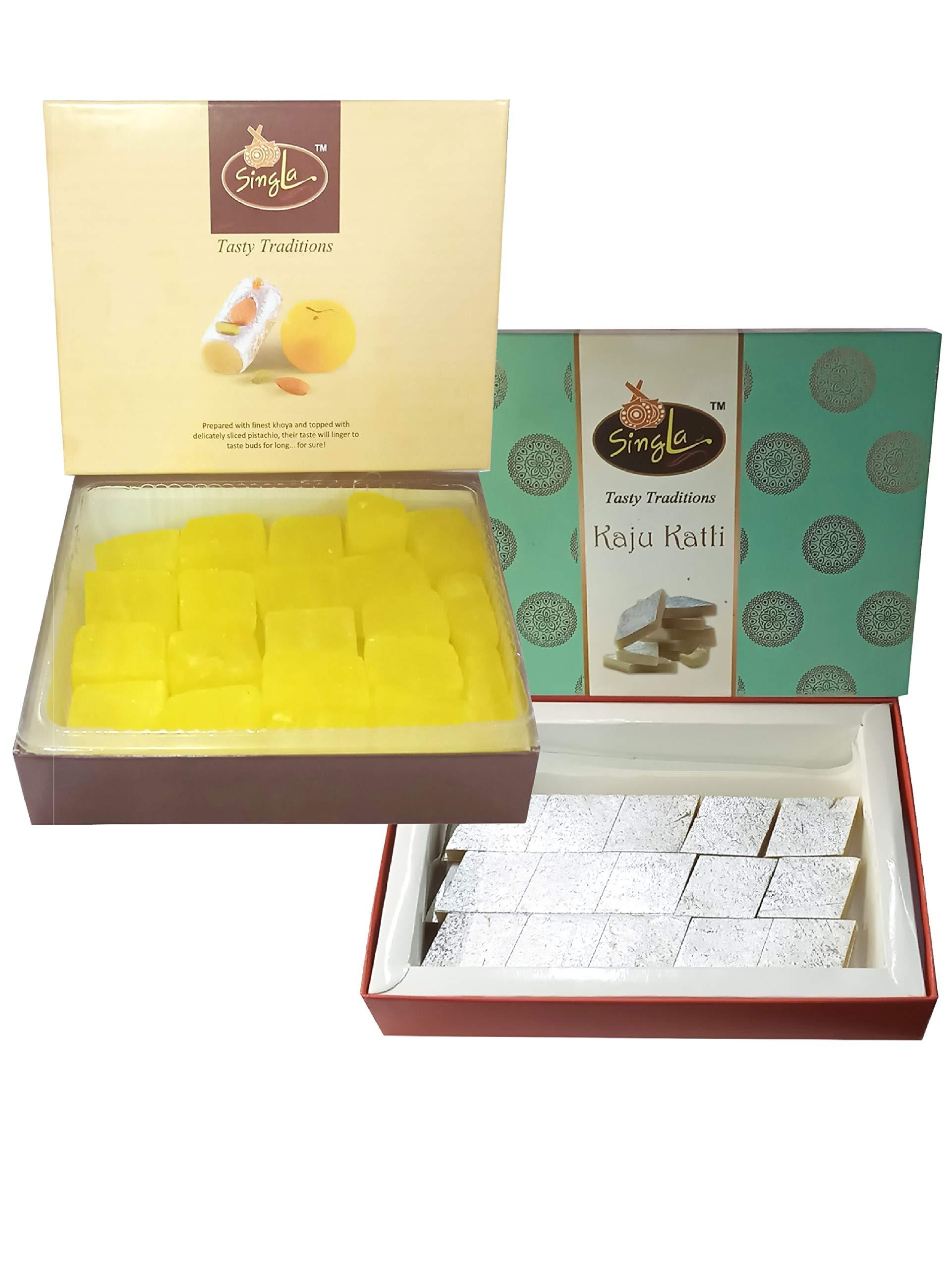 Singla Kesar Dry Petha 500g Kaju Katli 500g Sweet Combo (Pack of 2*500, 1kg)