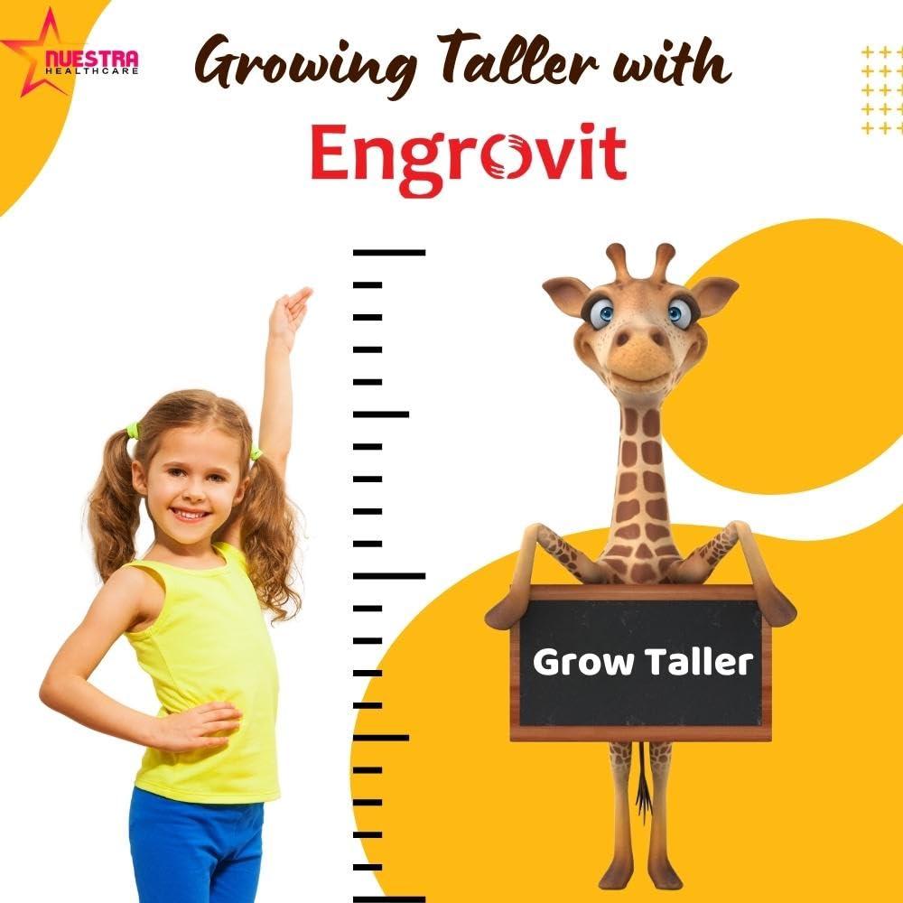 ENGROVIT Engrovit 200 ml Height Increase Syrup for kids | Cherry Flavour for Growing Children - Promotes Height Growth | Height Supplement (Pack of 2)
