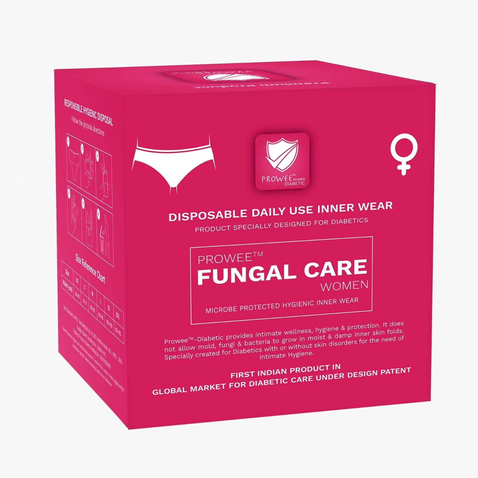 PROWEE PROWEE FUNGAL Care Women\'s Disposable Panty | Ideal for Urine Infections, Skin Infections, and Rashes in The Inner Thighs During Monsoon, Humidity & Hot Temperature for Regular Use (Pack of 5) (S)