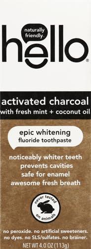 Hello Oral Care Hello Oral Care Activated Charcoal Fluoride Whitening Toothpaste, Vegan & SLS Free, 4 Ounce