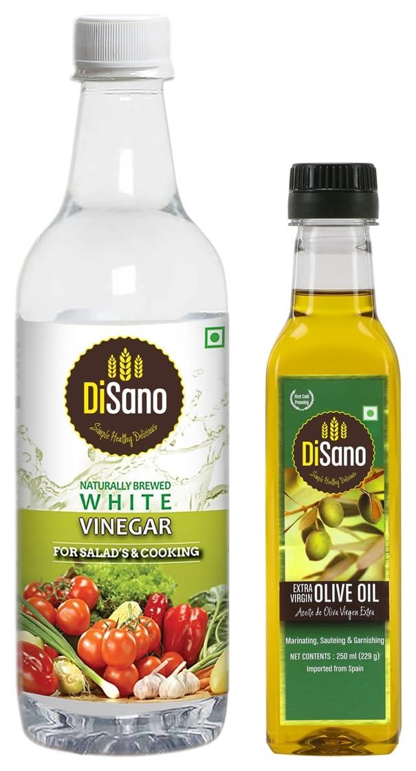 DISANO DiSano Extra Virgin Olive Oil, First Cold Pressed, 250ml Material : vegetarian & DiSano Naturally Brewed White Vinegar Bottle, 500 ml