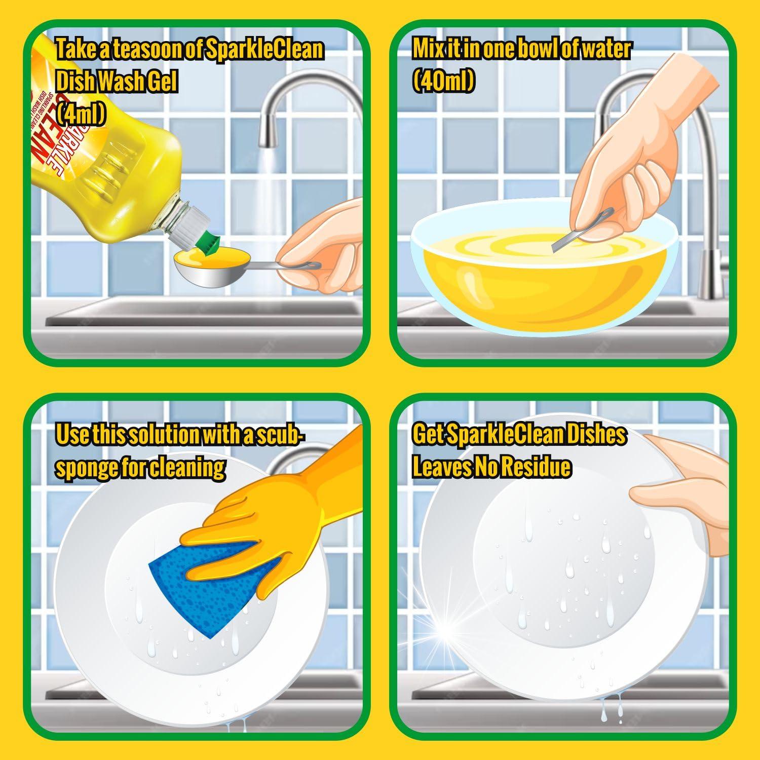 Parle Ropvatika Parle Ropvatika SparkleClean Dishwash Liquid Gel 1 Liter - Pack 3 Refill (1 Liter Pack 3, Orange (1) Lemon Yellow (1) Lemon Green (1))