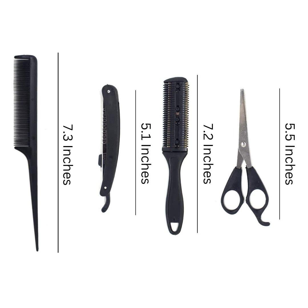 GutarGoo GutarGoo 4 Pcs professional Hairdresser Cutting Scissor With Hair trimmer razor Comb,Ustra shaving folding razor ( Pack Of 1 )