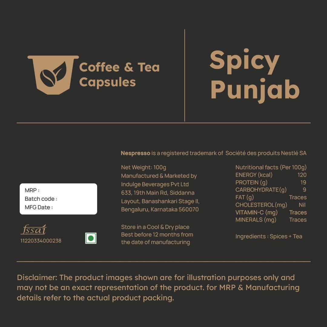 NavaFresh Basics Spicy Punjab | Tea Capsules | Nespresso Compatible Tea Pods | 50 Tea Pods