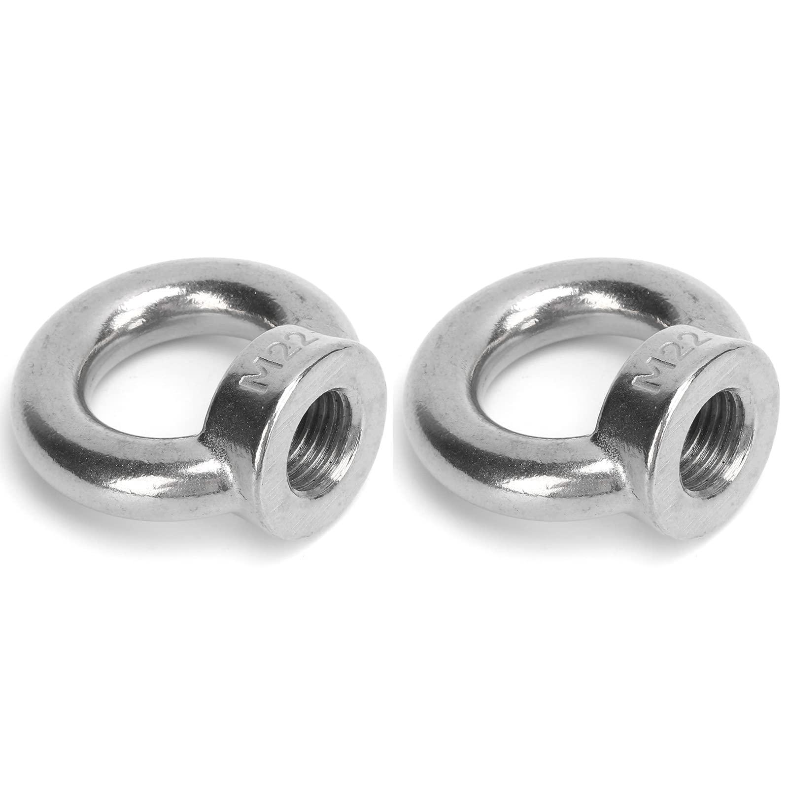 Sutinna Eye Screw Nut, Mutifuctional Lifting Eye Nut Stainless Steel Convenient Durable Reliable for Industry/Yachts/Boats for Ship Lifting(M22)