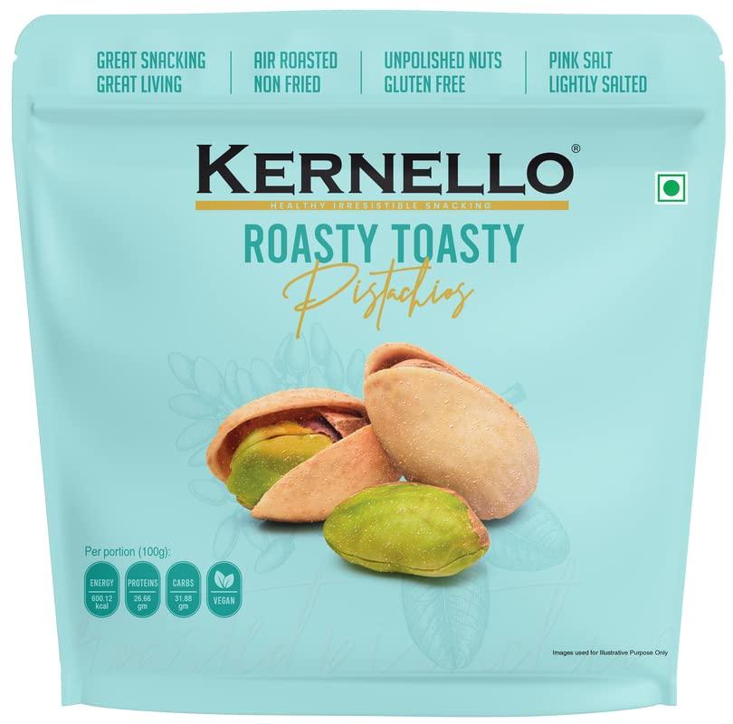KERNELLO KERNELLO Roasted Salted Pistachios 1kg - AIR Roasted Dry Fruit Pista 1kg, NON FRIED Low Salted Pista, Dry Fruits Pistachio High Protein Snacks (Pack of 5 x 200g)