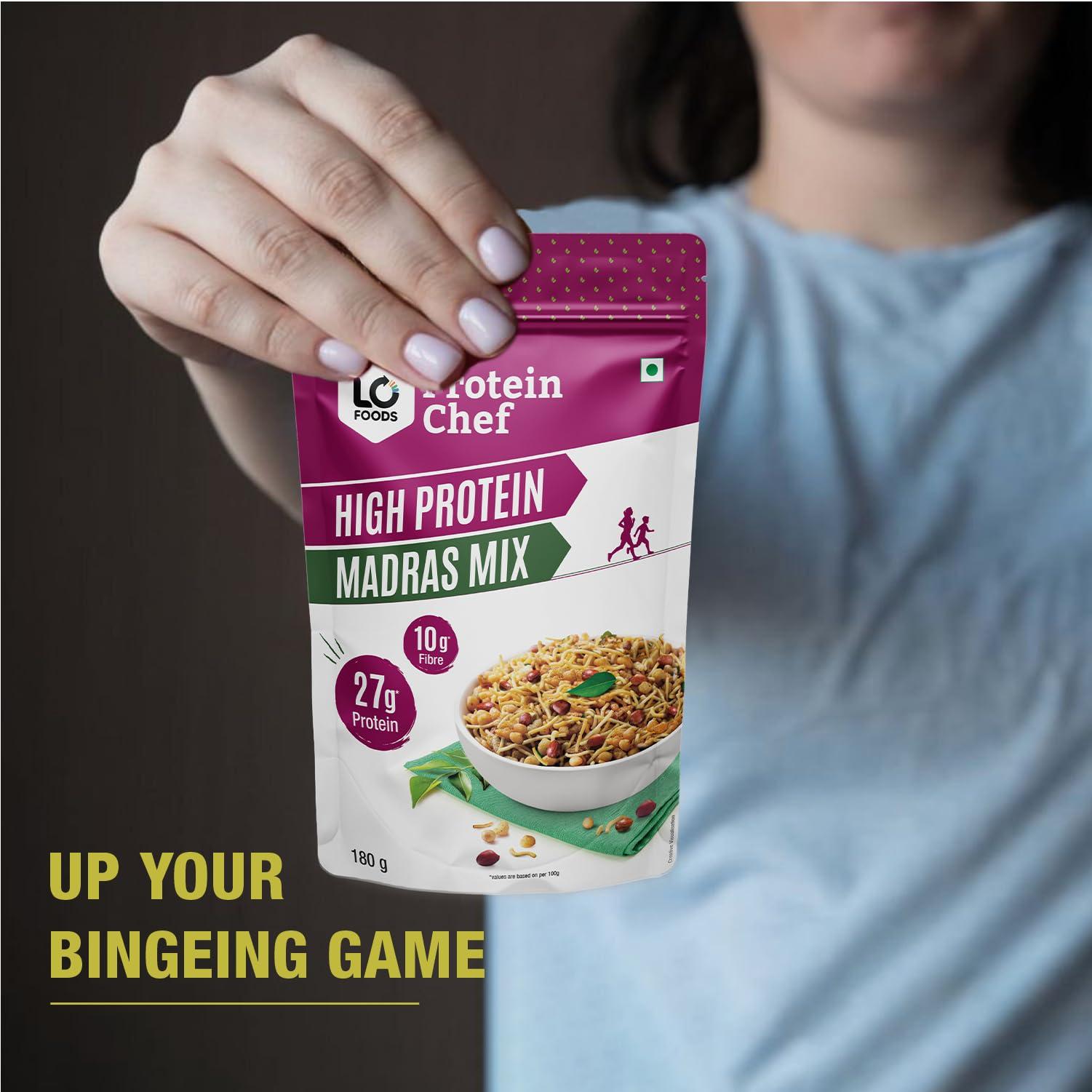 Protein Chef Protein Chef High Protein Snacks South Mixture Namkeen (180g) | 16gm Max Protein per Serve| Guilt free Healthy Snacks | Kerala Mixture style Sugar Free Snacks | Vegan Diet Snacks for Kids, Seniors