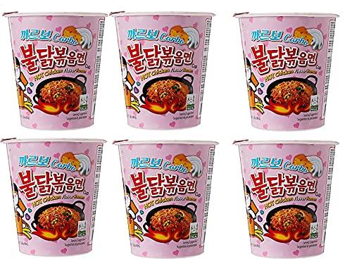 Sam Yang Samyang Carbo Hot Chicken Flavour Raman Cup Noodles, 70mg*6 Pack (Pack of 6) (Imported)
