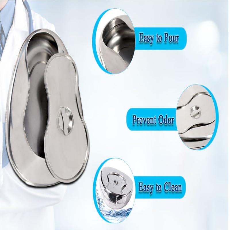 Jetflon Jetflon Bedpans for Elderly Women/female, Bedpan Heavy Duty Smoothed Countoured for Bed-Bound Patient,Stainless Steel Bed pan for Medical Centers and Home Use for female (pack of 1)