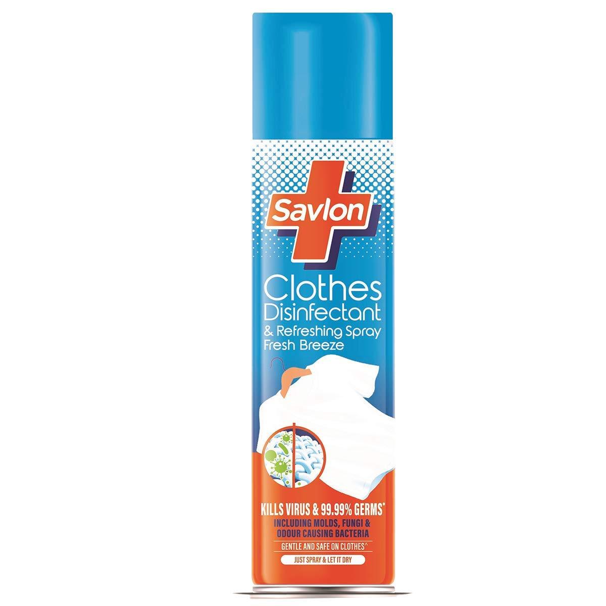 Savlon Savlon Clothes Disinfectant and Refreshing Spray & Savlon Germ Protection Wipes - 72s Pack (Pack of 2)