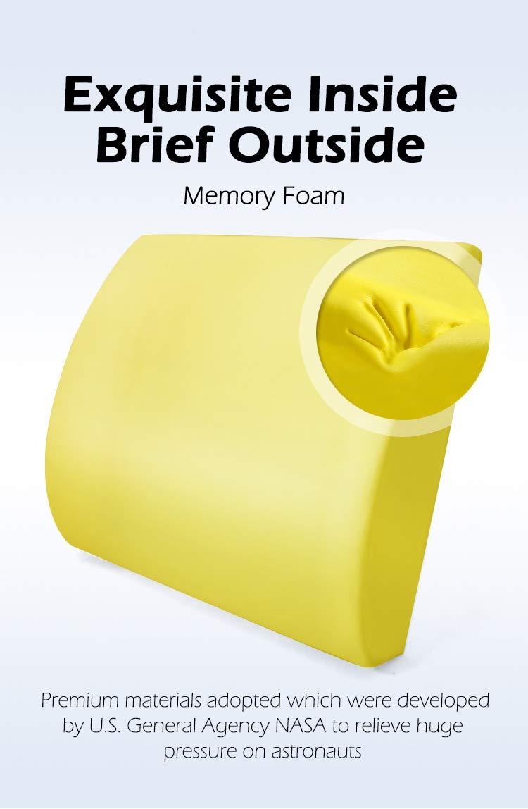 GiGi GiGi G-1066B 100% Pure Memory Foam Back Cushion, Orthopedic Design for Lower Back Pain Relief-Lumber Support Pillow Ideal for Home/Office Chair, Car Seat(Grey)