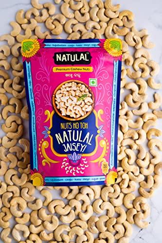 NATULAL \'NATULAL\' Premium Air Roasted whole Cashews (1kg) Pack of 4 | Premium Kaju Nuts| Traditionally Roasted| Gluten Free| Crunchy & Delicious