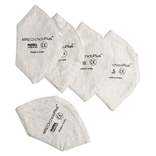 OrchidsPlus OrchidsPlus N-95 Face Mask | 3 Layer (2 Layer 100% Cotton, 1 Layer Melt Blown Filter) | Reusable | High Filtration Efficiency (Pack of 10, Grey)