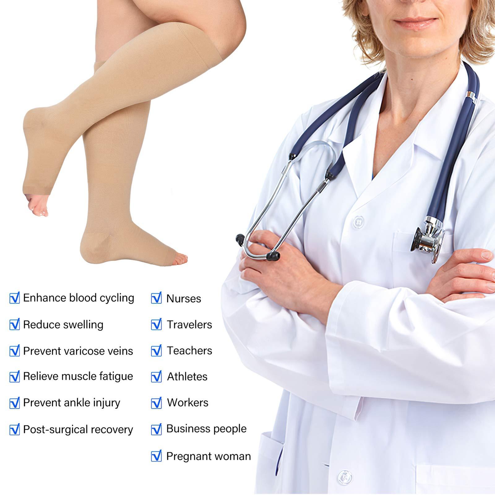 Blahhey Blahhey 3XL Extra Wide Calf Compression Socks Toeless for Women Men 20-30 mmHg Plus Size