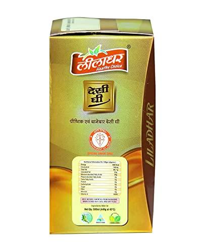 LEELADHAR Liladhar Buffalo Desi Ghee Clarified Butter Danedar Ghee 100% Unadulterated Pure Fresh Desi Ghee Improves Bone Health and Digestion No Added Preservatives Shuddh Ghee (Pack of 2 500 Gr)